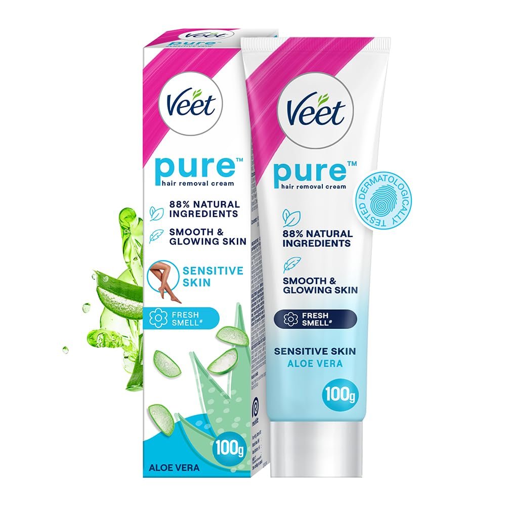 Version 1.0.0 Veet Pure Hair Removal Cream for Women For Sensitive Skin - 100g | Suitable for Legs, Underarms, Bikini Line, Arms - Image 1