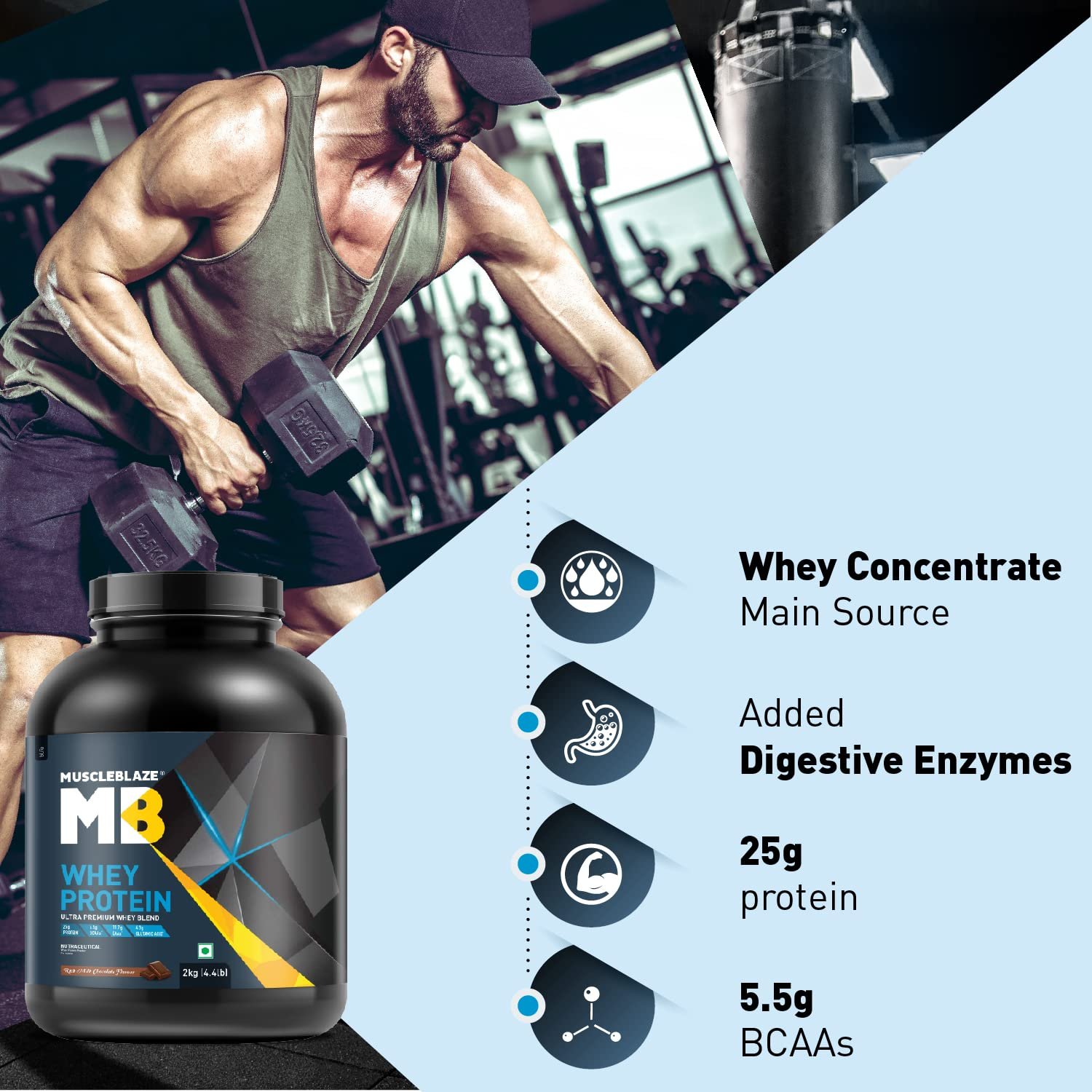Version 1.0.0 MuscleBlaze 100% Whey Protein, Ultra Premium Blend with Whey Protein 2Kg - Image 4