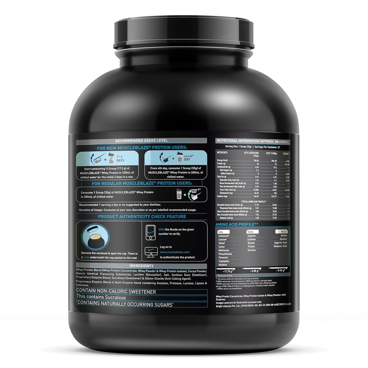 81Nxm8p+-NL._SL1500_ MuscleBlaze 100% Whey Protein, Ultra Premium Blend with Whey Protein 2Kg - Image 3